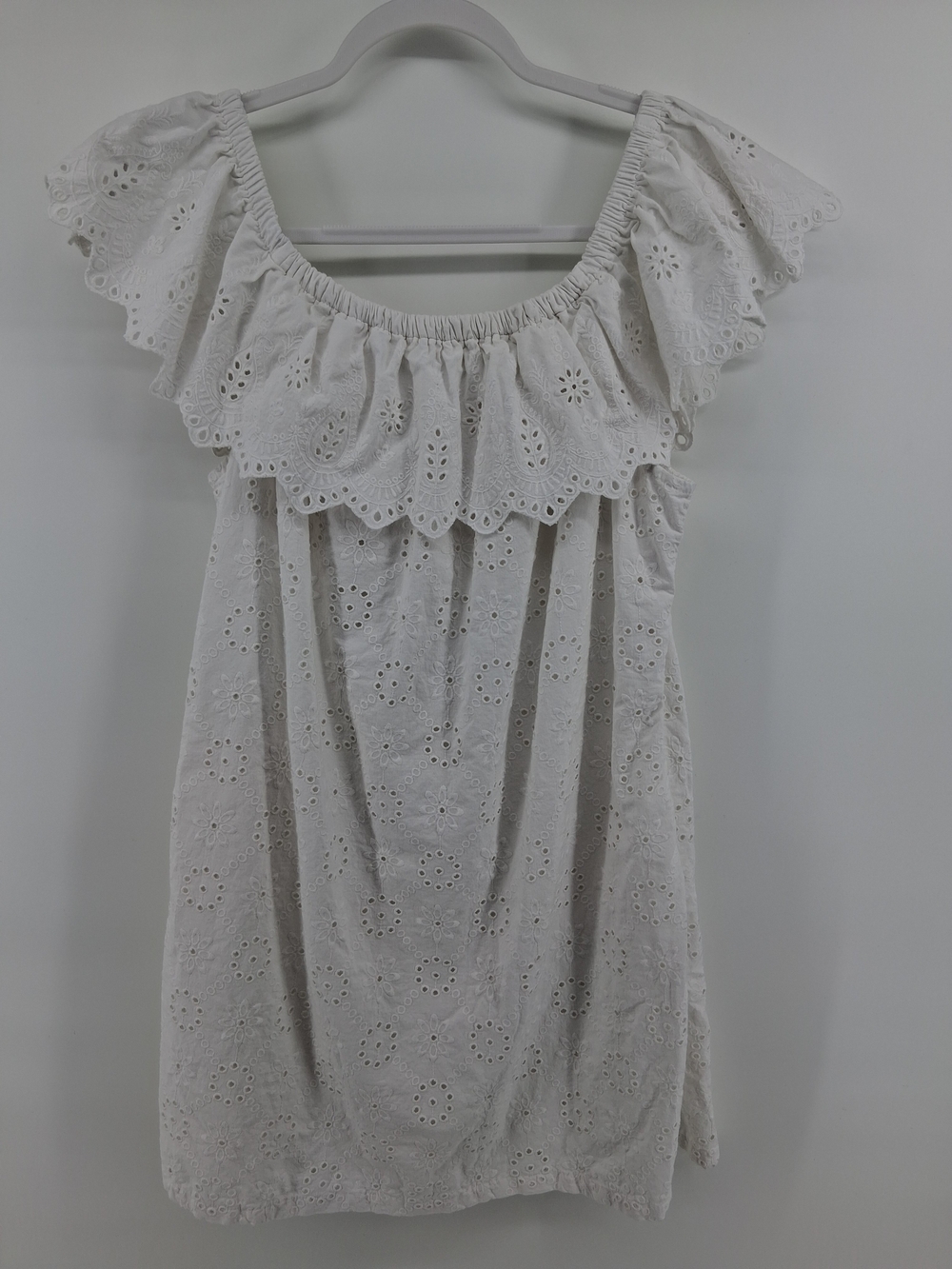 Tommy Bahama White Eyelet One-Shoulder Ruffle Dress